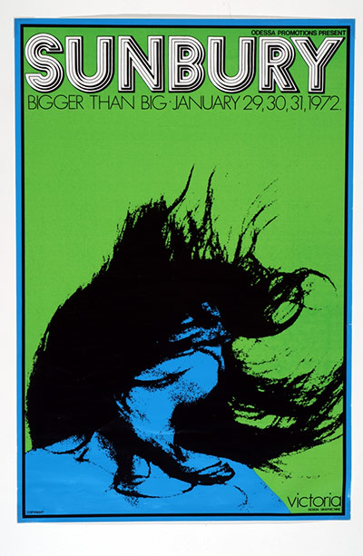 Poster for Sunbury Festival, 1972. Graphic Artist - John Rezska. Courtesy of John Fowler