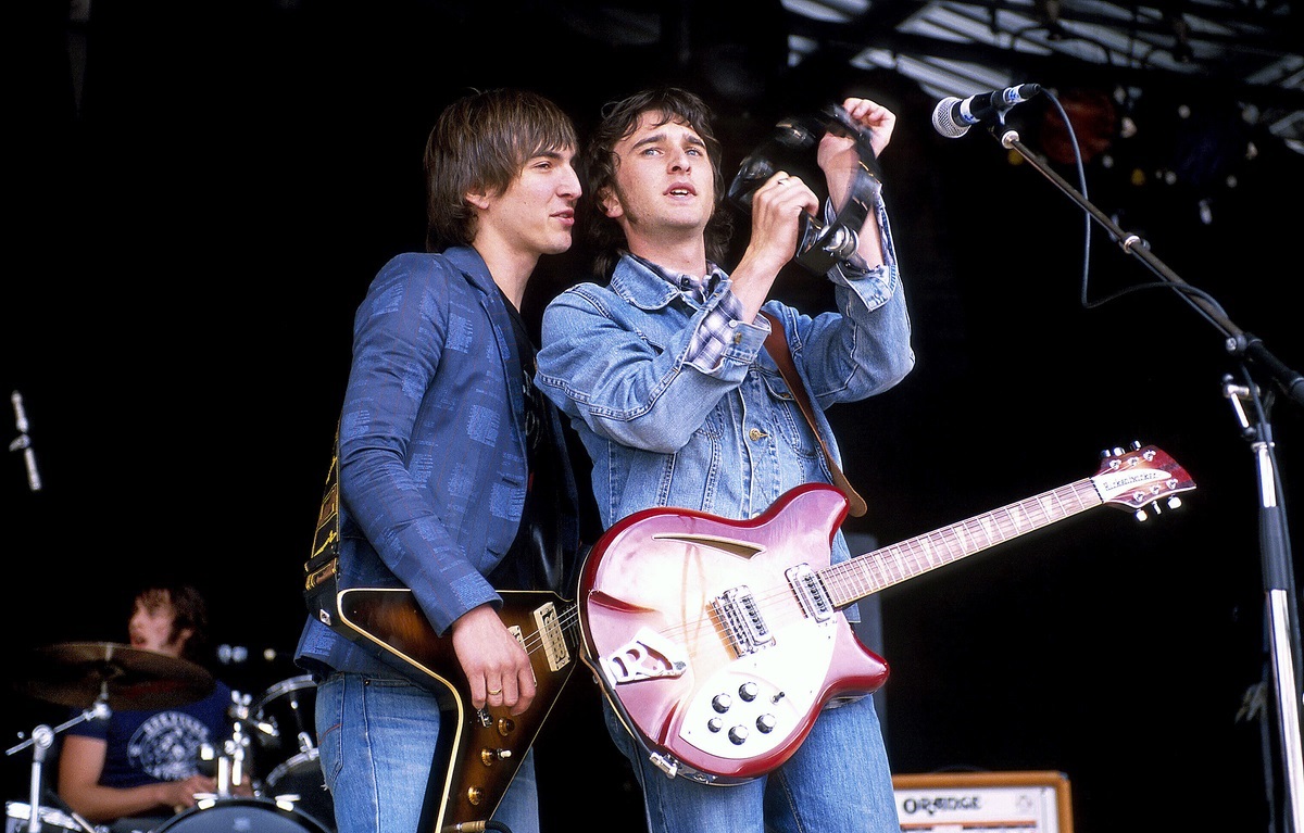Cameron Muncey and Nic Cester performing with Jet at Falls Music Festival, Lorne, Victoria (2002). Photo by Martin Philbey.