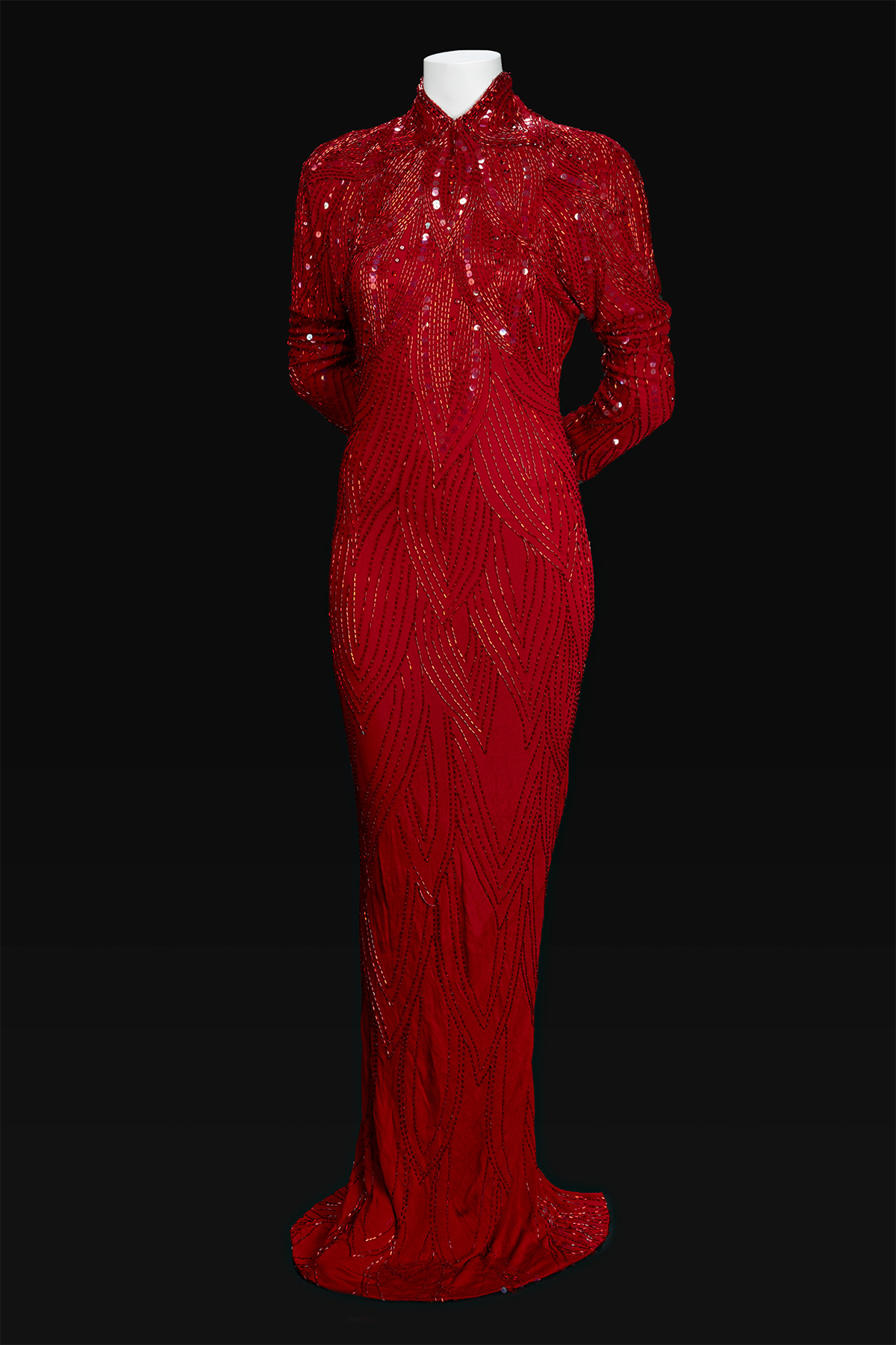 Gown designed by Fleur Thiemeyer, worn by Olivia Newton-John when performing at the Royal Charity Concert at the Sydney Opera House, 1980
