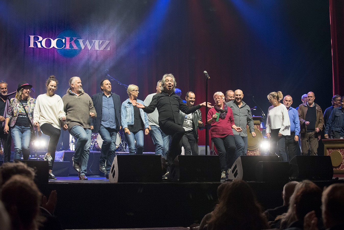 Brian Nankervis leading RocKwiz audience participation. Photograph courtesy of Renegade 