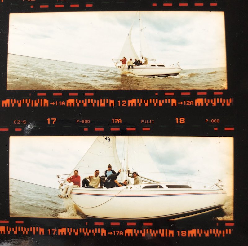 The Avalanches group posing on a boat, 2000. Courtesy of Steve Gullick.